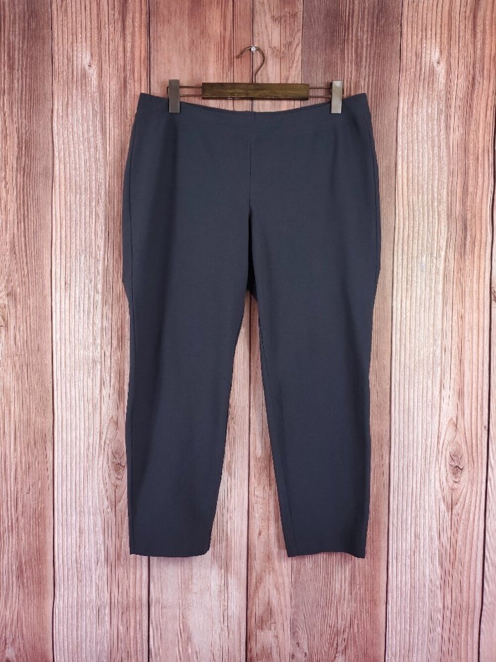 Eileen Fisher Womens Large Stretch Knit Pull On Cropped Ankle Pants Work Gray